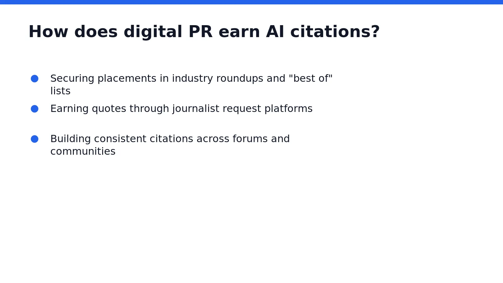 Digital PR earns ai citations by getting a brand described, quoted, and recommended