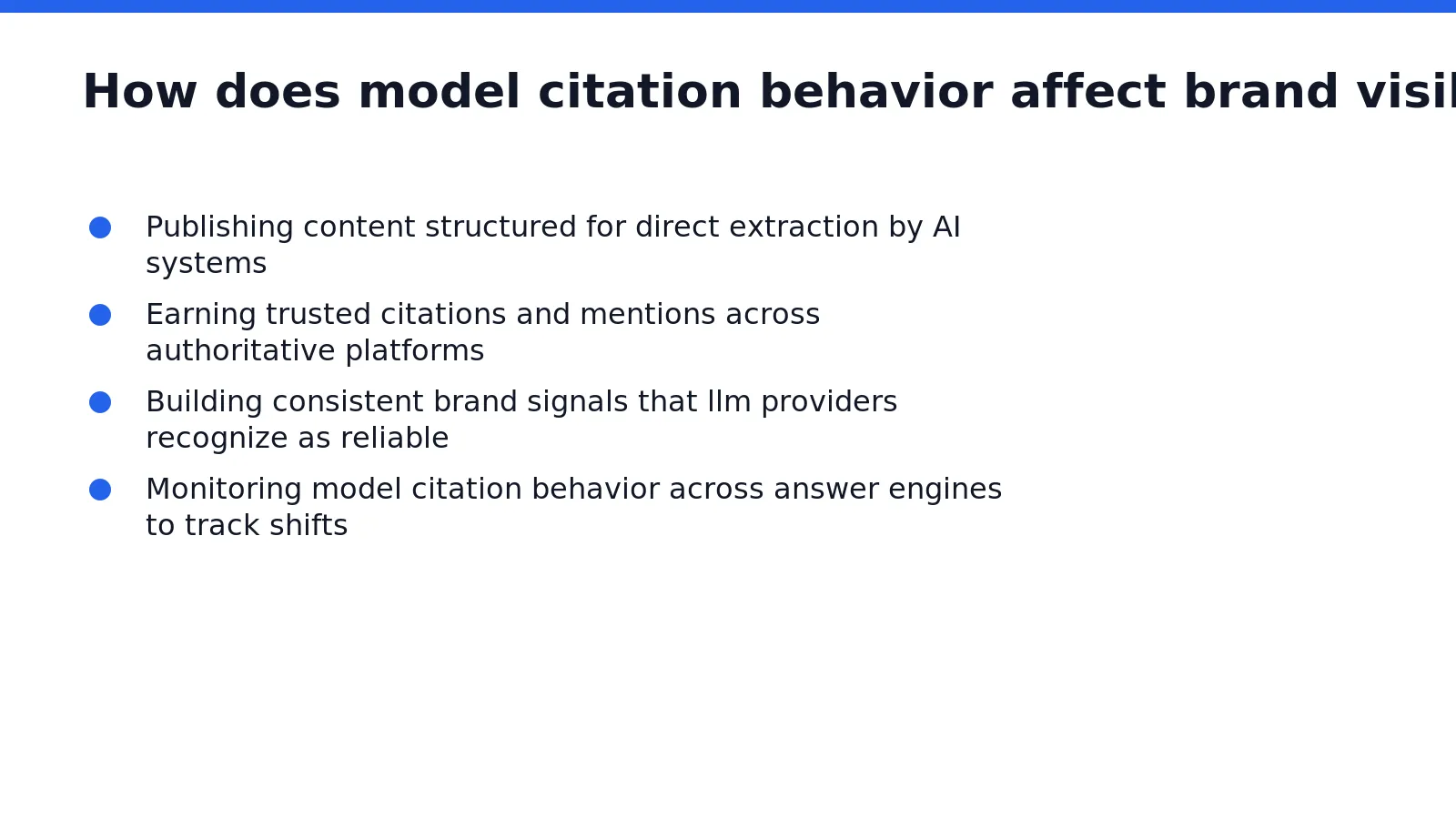 Model citation behavior determines whether an AI answer engine names a brand at all. Large