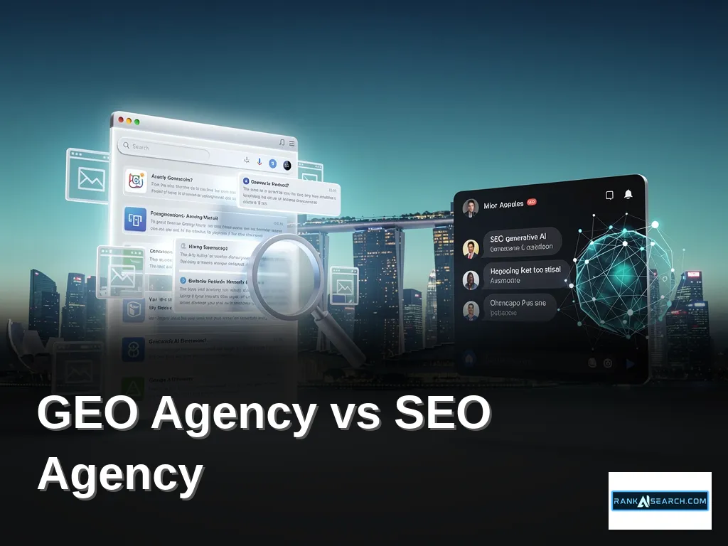GEO agency versus SEO agency comparison banner for Singapore businesses